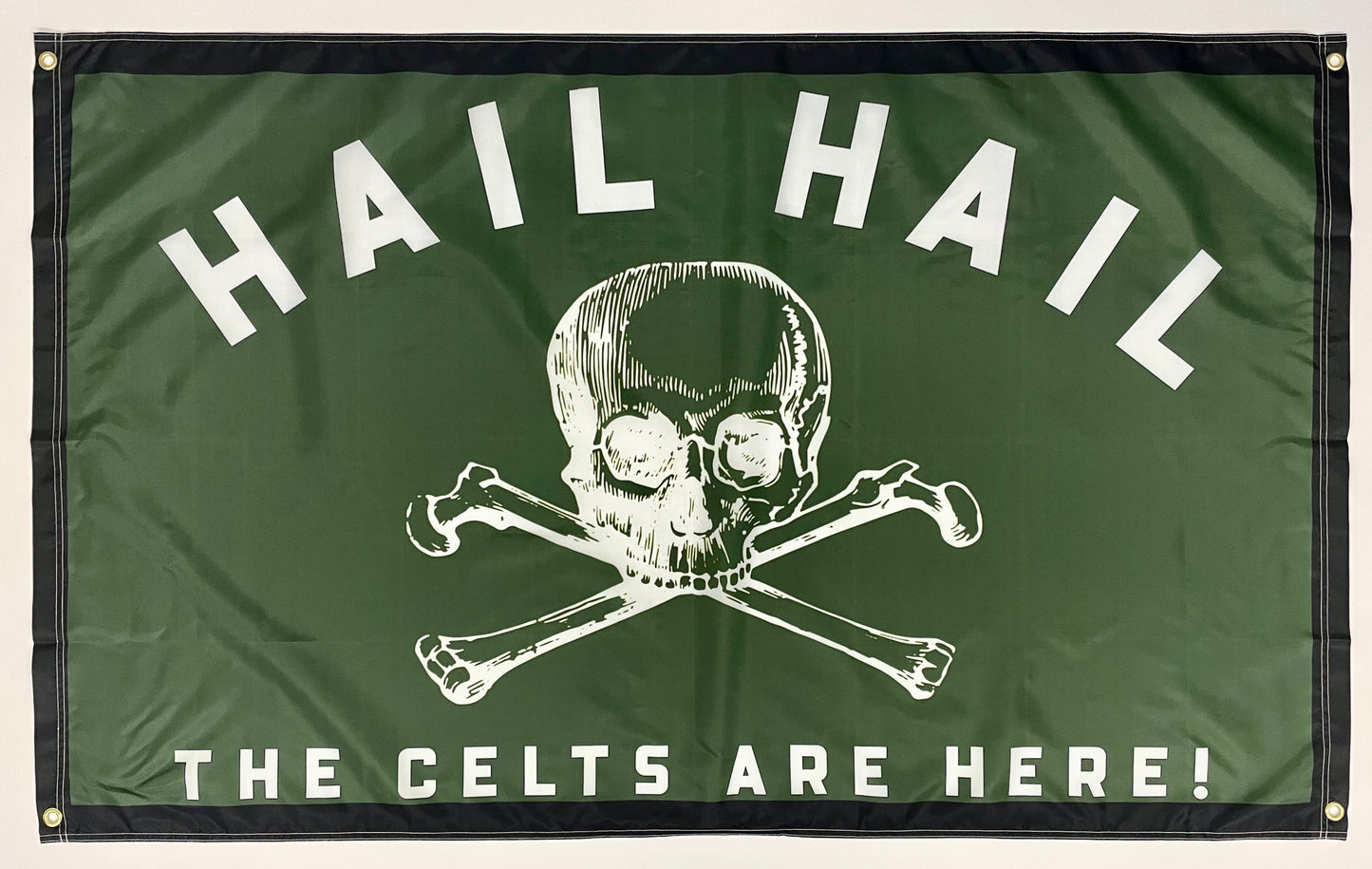 'HAIL HAIL' CROSSBONES FLAG - GREEN