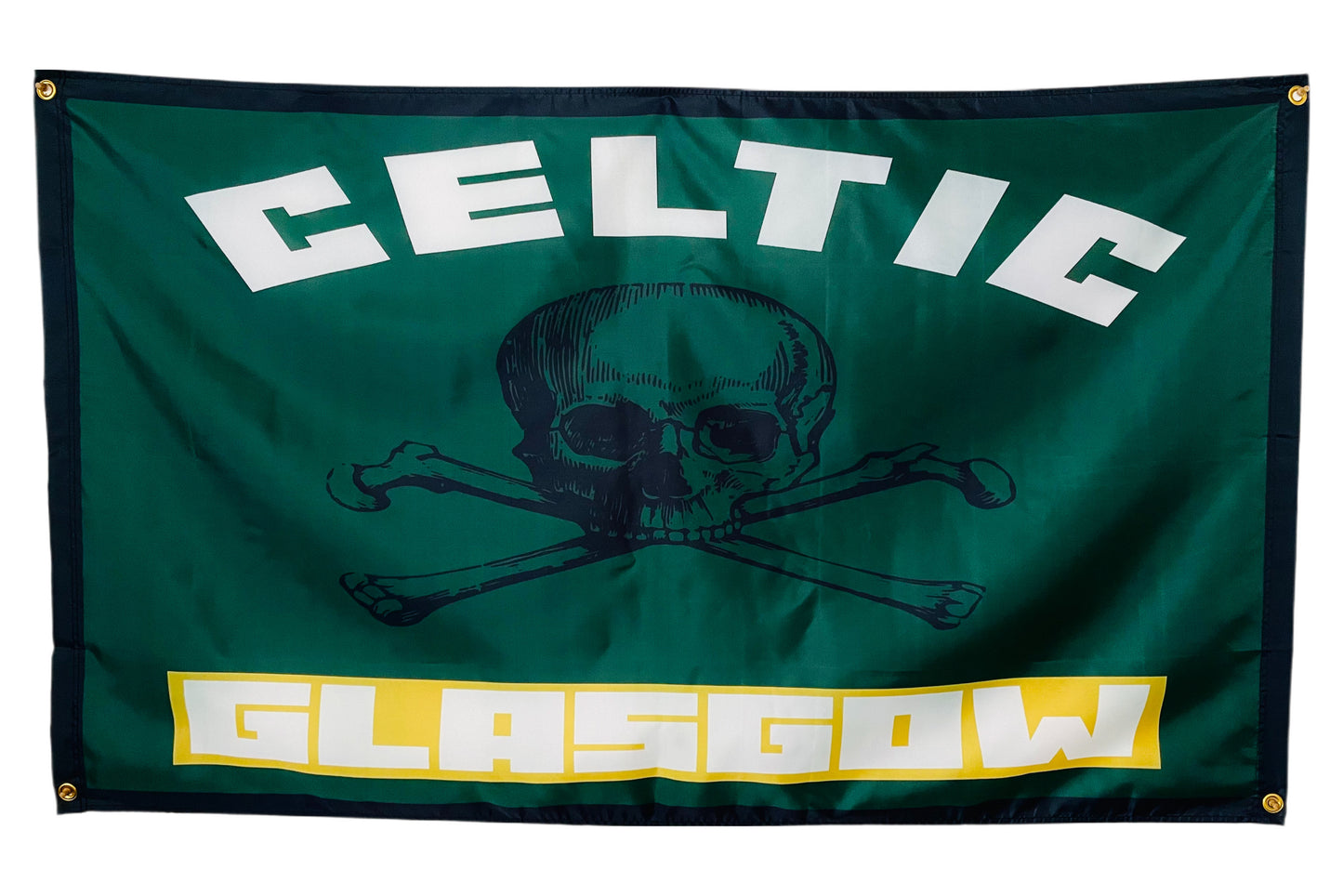 'CELTIC - GLASGOW' CROSSBONES FLAG - GREEN