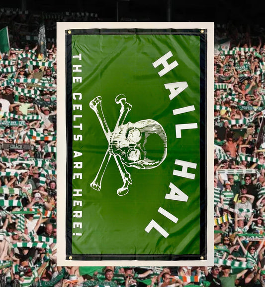 'HAIL HAIL' CROSSBONES FLAG - GREEN