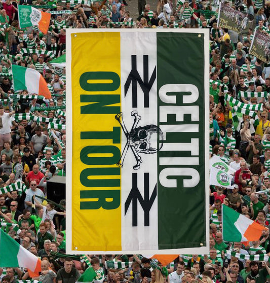'CELTIC ON TOUR' CROSSBONES FLAG
